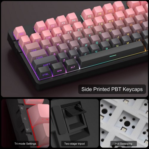 Клавіатура MageGee Light 87 RGB Blue Whale Switch Wireless (6971969728417) Star Pink купити в Україні: Київ, Львів, Хмельницький, Тернопіль, Івано-Франківськ | Низька ціна, відгуки, характеристики від TELEMART фото