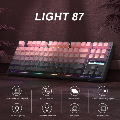 Клавіатура MageGee Light 87 RGB Blue Whale Switch Wireless (6971969728417) Star Pink купити в Україні: Київ, Львів, Хмельницький, Тернопіль, Івано-Франківськ | Низька ціна, відгуки, характеристики від TELEMART фото
