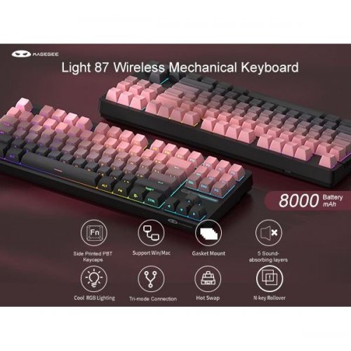 Клавіатура MageGee Light 87 RGB Blue Whale Switch Wireless (6971969728417) Star Pink купити в Україні: Київ, Львів, Хмельницький, Тернопіль, Івано-Франківськ | Низька ціна, відгуки, характеристики від TELEMART фото