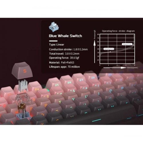 Клавіатура MageGee Light 87 RGB Blue Whale Switch Wireless (6971969728417) Star Pink купити в Україні: Київ, Львів, Хмельницький, Тернопіль, Івано-Франківськ | Низька ціна, відгуки, характеристики від TELEMART фото