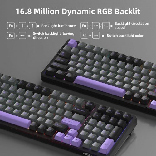Клавиатура MageGee Light 100 RGB Blue Whale Switch Wireless (6971969728714-UA) Dark/Purple купить в Украине: Киев, Днепр, Харьков, Одесса  | Низкая цена, отзывы, характеристики от TELEMART фото