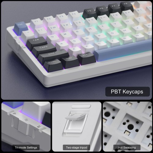 Клавиатура MageGee Light 100 RGB Ivory White Switch Wireless (6971969728462-UA) Star/Blue купить в Украине: Киев, Днепр, Харьков, Одесса  | Низкая цена, отзывы, характеристики от TELEMART фото