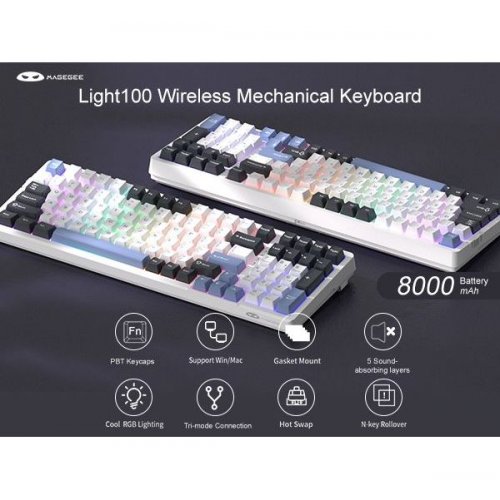 Клавиатура MageGee Light 100 RGB Ivory White Switch Wireless (6971969728462-UA) Star/Blue купить в Украине: Киев, Днепр, Харьков, Одесса  | Низкая цена, отзывы, характеристики от TELEMART фото