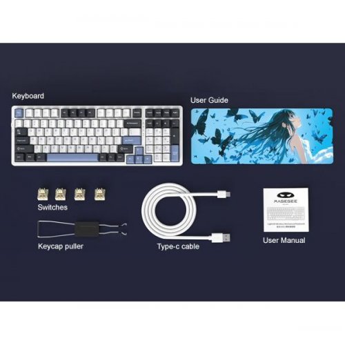 Клавиатура MageGee Light 100 RGB Ivory White Switch Wireless (6971969728462-UA) Star/Blue купить в Украине: Киев, Днепр, Харьков, Одесса  | Низкая цена, отзывы, характеристики от TELEMART фото