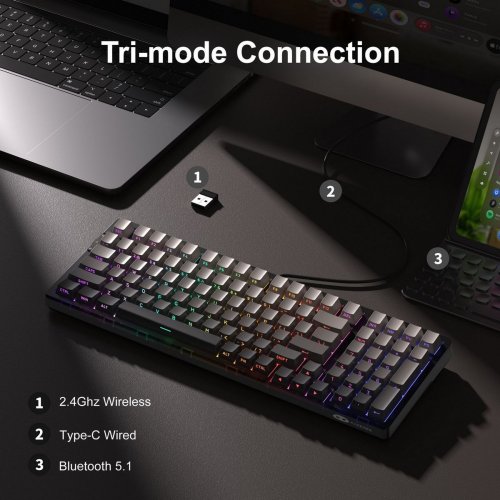 Клавиатура MageGee Light 100 RGB Blue Whale Switch Wireless (6971969728448) Star/Grey купить в Украине: Киев, Днепр, Харьков, Одесса  | Низкая цена, отзывы, характеристики от TELEMART фото