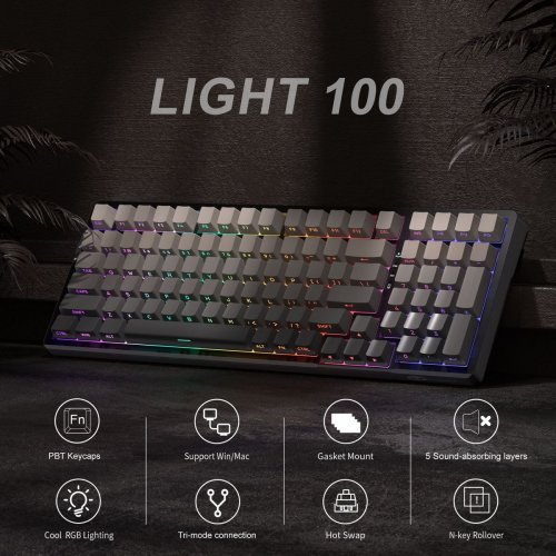 Клавиатура MageGee Light 100 RGB Blue Whale Switch Wireless (6971969728448) Star/Grey купить в Украине: Киев, Днепр, Харьков, Одесса  | Низкая цена, отзывы, характеристики от TELEMART фото