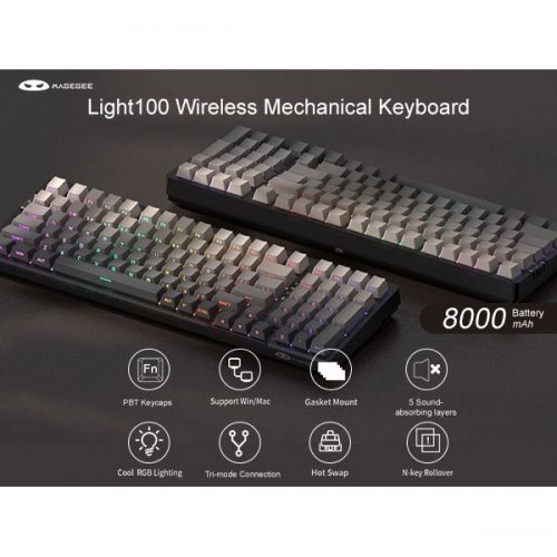 Клавиатура MageGee Light 100 RGB Blue Whale Switch Wireless (6971969728448) Star/Grey купить в Украине: Киев, Днепр, Харьков, Одесса  | Низкая цена, отзывы, характеристики от TELEMART фото