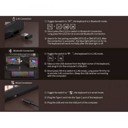 Клавиатура MageGee Light 100 RGB Blue Whale Switch Wireless (6971969728448) Star/Grey купить в Украине: Киев, Днепр, Харьков, Одесса  | Низкая цена, отзывы, характеристики от TELEMART фото