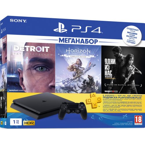 Sony PlayStation 4 Slim 1TB HZD+DET+TLOU+PSPlus 3М (CUH-2208B) Black (Восстановлено продавцом, 890828) купить в Украине: Киев, Днепр, Харьков, Одесса  | Низкая цена, отзывы, характеристики от TELEMART фото