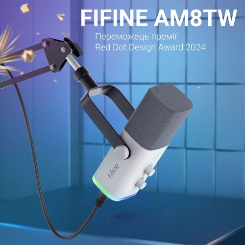 Уцінка мікрофон Fifine AM8T White (Сліди використання, 890829) купити в Україні: Київ, Львів, Хмельницький, Тернопіль, Івано-Франківськ | Низька ціна, відгуки, характеристики від TELEMART фото