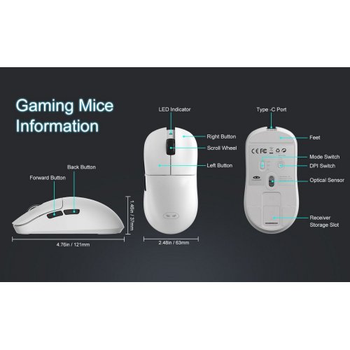 Мышка MageGee Scout Wireless (6971969722583) White купить в Украине: Киев, Днепр, Харьков, Одесса  | Низкая цена, отзывы, характеристики от TELEMART фото