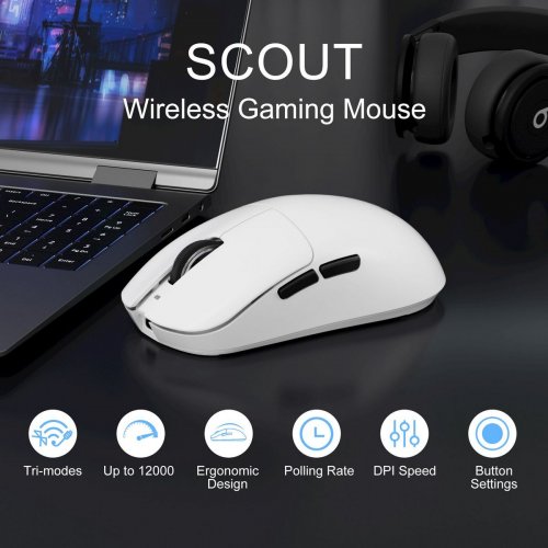 Мышка MageGee Scout Wireless (6971969722583) White купить в Украине: Киев, Днепр, Харьков, Одесса  | Низкая цена, отзывы, характеристики от TELEMART фото