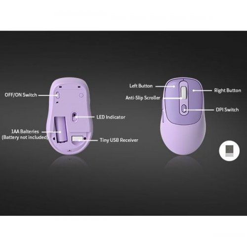 Миша MageGee V100 Wireless (6971969722576) Purple купити в Україні: Київ, Львів, Хмельницький, Тернопіль, Івано-Франківськ | Низька ціна, відгуки, характеристики від TELEMART фото