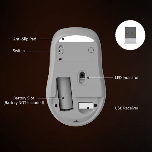 Миша MageGee V100 Wireless (6971969722613) Black/Grey купити в Україні: Київ, Львів, Хмельницький, Тернопіль, Івано-Франківськ | Низька ціна, відгуки, характеристики від TELEMART фото