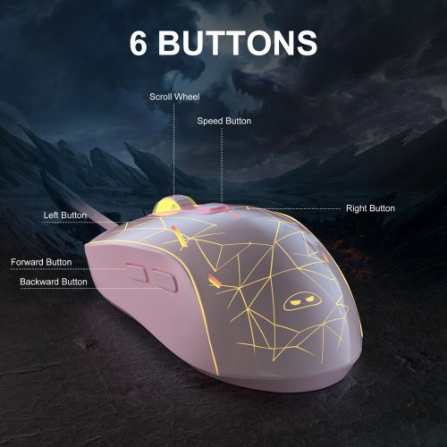Мышка MageGee G6 (6971969722262) Pink купить в Украине: Киев, Днепр, Харьков, Одесса  | Низкая цена, отзывы, характеристики от TELEMART фото