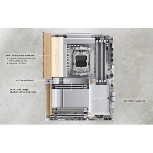 Уцінка материнська плата Gigabyte X870E AERO X3D WOOD (sAM5, AMD X870E) (Розкрита упаковка, 890909) купити в Україні: Київ, Львів, Хмельницький, Тернопіль, Івано-Франківськ | Перевірка сумісності, низька ціна, відгуки, характеристики від TELEMART фото