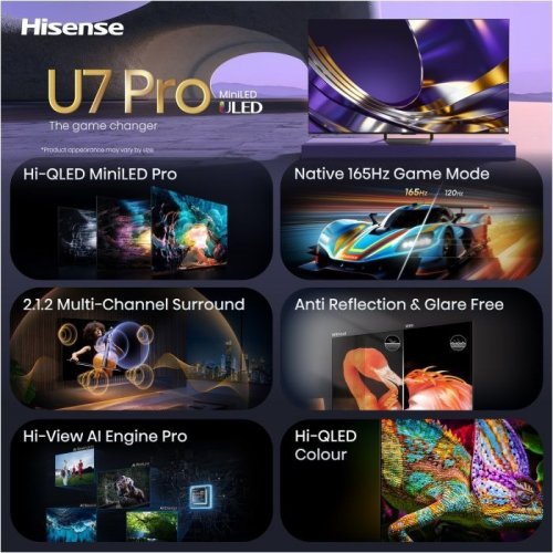 Телевизор Hisense 85" 85U7S PRO Black купить в Украине: Киев, Днепр, Харьков, Одесса  | Низкая цена, отзывы, характеристики от TELEMART фото