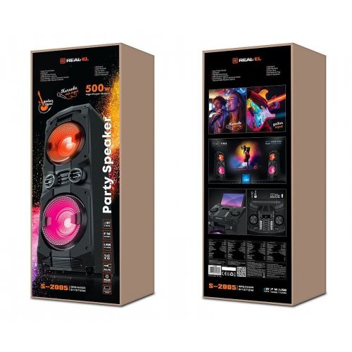 Портативна акустика REAL-EL S-2005 (EL121600033) Black купити в Україні: Київ, Львів, Хмельницький, Тернопіль, Івано-Франківськ | Низька ціна, відгуки, характеристики від TELEMART фото