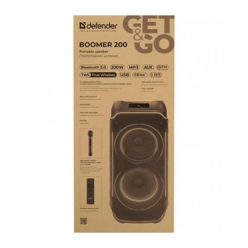 Портативна акустика Defender Boomer 200 (65201) Black купити в Україні: Київ, Львів, Хмельницький, Тернопіль, Івано-Франківськ | Низька ціна, відгуки, характеристики від TELEMART фото