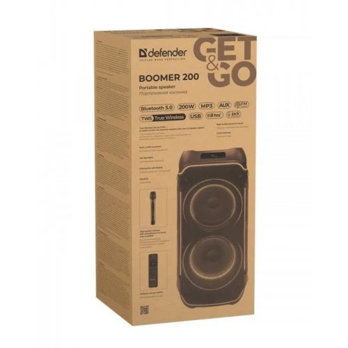 Портативна акустика Defender Boomer 200 (65201) Black купити в Україні: Київ, Львів, Хмельницький, Тернопіль, Івано-Франківськ | Низька ціна, відгуки, характеристики від TELEMART фото