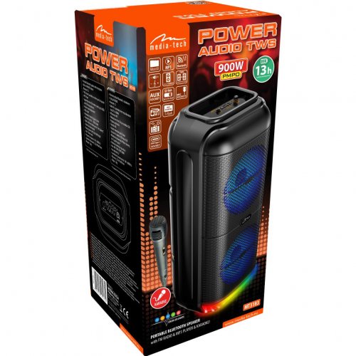 Портативна акустика Media-Tech Party (MT3183) Black купити в Україні: Київ, Львів, Хмельницький, Тернопіль, Івано-Франківськ | Низька ціна, відгуки, характеристики від TELEMART фото