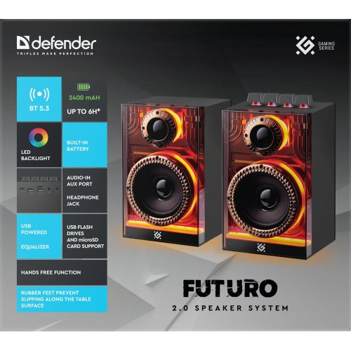 Акустическая система Defender Futuro (65087) Black купить в Украине: Киев, Днепр, Харьков, Одесса  | Низкая цена, отзывы, характеристики от TELEMART фото