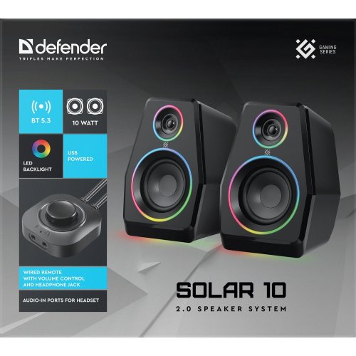Акустическая система Defender Solar 10 (65940) Black купить в Украине: Киев, Днепр, Харьков, Одесса  | Низкая цена, отзывы, характеристики от TELEMART фото