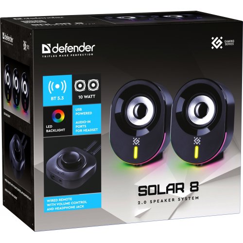 Акустическая система Defender Solar 8 (65938) Black купить в Украине: Киев, Днепр, Харьков, Одесса  | Низкая цена, отзывы, характеристики от TELEMART фото