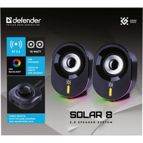 Акустическая система Defender Solar 8 (65938) Black купить в Украине: Киев, Днепр, Харьков, Одесса  | Низкая цена, отзывы, характеристики от TELEMART фото