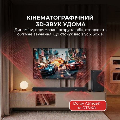 Саундбар Sharp HT-SBW53121 Black купити в Україні: Київ, Львів, Хмельницький, Тернопіль, Івано-Франківськ | Низька ціна, відгуки, характеристики від TELEMART фото