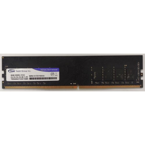 Озп Team 8 GB DDR4 2133 MHz (TED48G2133C15BK) (Відновлено продавцем, 891227) купити в Україні: Київ, Львів, Хмельницький, Тернопіль, Івано-Франківськ | Перевірка сумісності, низька ціна, відгуки, характеристики від TELEMART фото