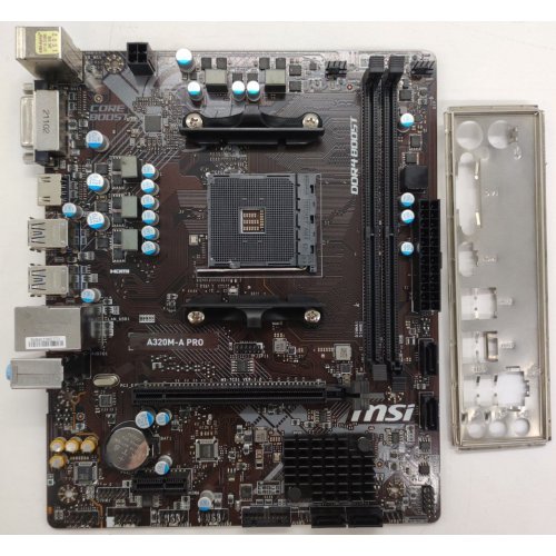 Материнська плата MSI A320M-A PRO (sAM4, AMD A320) (Відновлено продавцем, 891231) купити в Україні: Київ, Львів, Хмельницький, Тернопіль, Івано-Франківськ | Перевірка сумісності, низька ціна, відгуки, характеристики від TELEMART фото