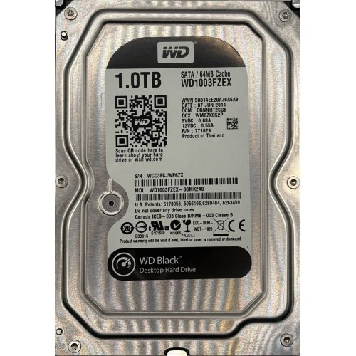 Жесткий диск Western Digital Black 1TB 64MB 3.5" (WD1003FZEX) (Восстановлено продавцом, 891357) купить в Украине: Киев, Днепр, Харьков, Одесса  | Проверка совместимости, низкая цена, отзывы, характеристики от TELEMART фото