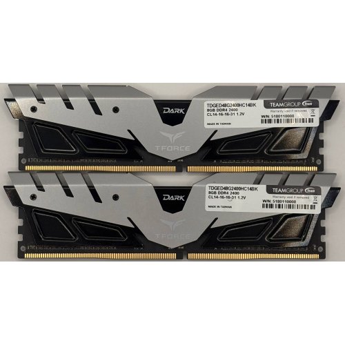 Озу Team DDR4 16GB (2x8GB) 2400Mhz Dark Gray (TDGED416G2400HC14DC01) (Восстановлено продавцом, 891358) купить в Украине: Киев, Днепр, Харьков, Одесса  | Проверка совместимости, низкая цена, отзывы, характеристики от TELEMART фото
