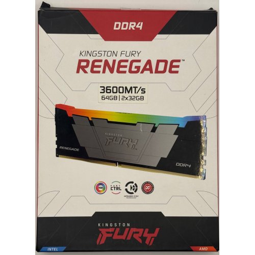 Озп Kingston DDR4 64GB (2x32GB) 3600Mhz FURY Renegade RGB Black (KF436C18RB2AK2/64) (Відновлено продавцем, 891360) купити в Україні: Київ, Львів, Хмельницький, Тернопіль, Івано-Франківськ | Перевірка сумісності, низька ціна, відгуки, характеристики від TELEMART фото