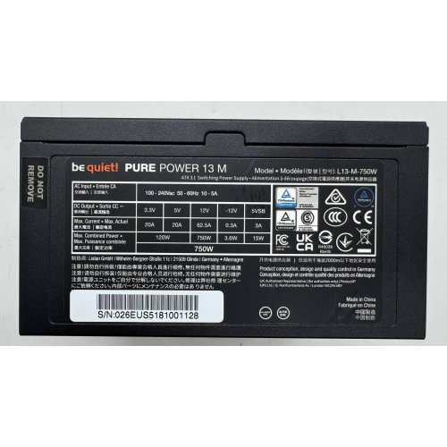 Блок живлення Be Quiet! Pure Power 13 M 750W (BP026EU) (Відновлено продавцем, 891548) купити в Україні: Київ, Львів, Хмельницький, Тернопіль, Івано-Франківськ | Перевірка сумісності, низька ціна, відгуки, характеристики від TELEMART фото