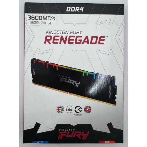 Озп Kingston DDR4 16GB (2x8GB) 3600Mhz FURY Renegade RGB Black (KF436C16RBAK2/16) (Відновлено продавцем, 891556) купити в Україні: Київ, Львів, Хмельницький, Тернопіль, Івано-Франківськ | Перевірка сумісності, низька ціна, відгуки, характеристики від TELEMART фото