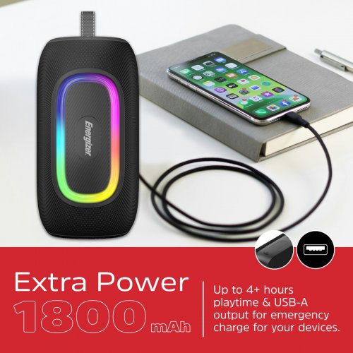 Портативна акустика Energizer BTS163 RGB 16W Black купити в Україні: Київ, Львів, Хмельницький, Тернопіль, Івано-Франківськ | Низька ціна, відгуки, характеристики від TELEMART фото
