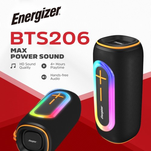Портативна акустика Energizer BTS206 20W Black купити в Україні: Київ, Львів, Хмельницький, Тернопіль, Івано-Франківськ | Низька ціна, відгуки, характеристики від TELEMART фото