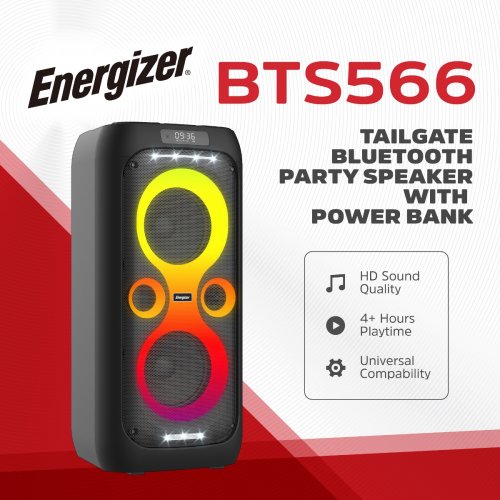 Портативна акустика Energizer BTS566 50W Black купити в Україні: Київ, Львів, Хмельницький, Тернопіль, Івано-Франківськ | Низька ціна, відгуки, характеристики від TELEMART фото