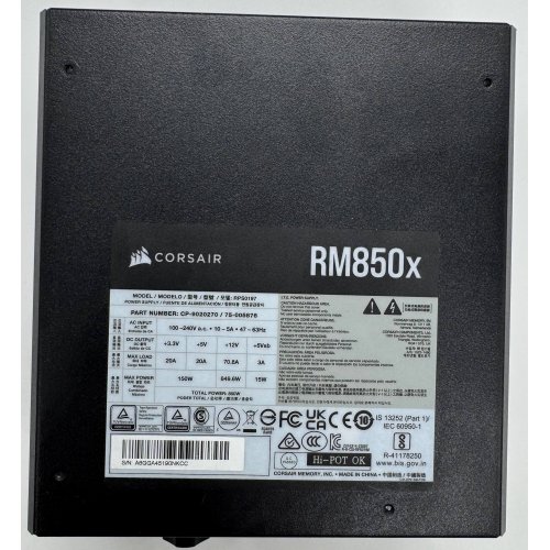 Блок питания Corsair RM850x 850W (CP-9020270-EU) (Восстановлено продавцом, 891773) купить в Украине: Киев, Днепр, Харьков, Одесса  | Проверка совместимости, низкая цена, отзывы, характеристики от TELEMART фото