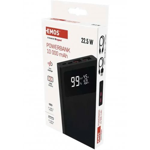Powerbank Emos BetaQ 10000mAh 22.5W (B0531B) Black купить в Украине: Киев, Днепр, Харьков, Одесса  | Низкая цена, отзывы, характеристики от TELEMART фото