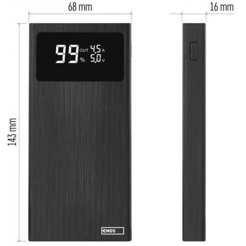 Powerbank Emos BetaQ 10000mAh 22.5W (B0531B) Black купить в Украине: Киев, Днепр, Харьков, Одесса  | Низкая цена, отзывы, характеристики от TELEMART фото