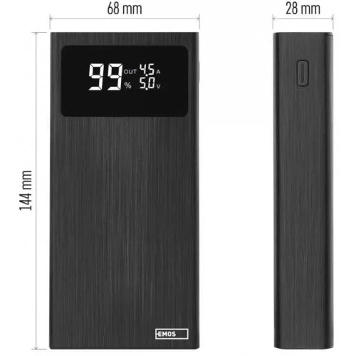 Powerbank Emos BetaQ20 20000mAh 22.5W (B0532B) Black купить в Украине: Киев, Днепр, Харьков, Одесса  | Низкая цена, отзывы, характеристики от TELEMART фото