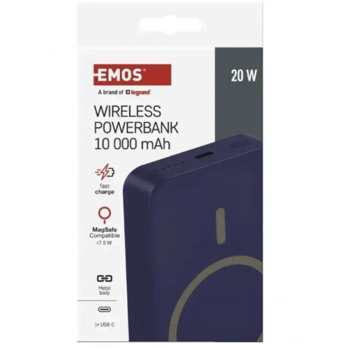 Powerbank Emos MagSafe 10000mAh 20W (B0551BL) Blue купить в Украине: Киев, Днепр, Харьков, Одесса  | Низкая цена, отзывы, характеристики от TELEMART фото