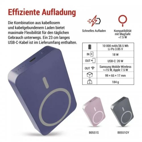 Powerbank Emos MagSafe 10000mAh 20W (B0551BL) Blue купить в Украине: Киев, Днепр, Харьков, Одесса  | Низкая цена, отзывы, характеристики от TELEMART фото