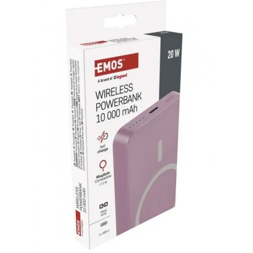 Powerbank Emos MagSafe 10000mAh 20W (B0551S) Pink купить в Украине: Киев, Днепр, Харьков, Одесса  | Низкая цена, отзывы, характеристики от TELEMART фото
