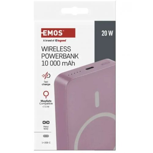 Powerbank Emos MagSafe 10000mAh 20W (B0551S) Pink купить в Украине: Киев, Днепр, Харьков, Одесса  | Низкая цена, отзывы, характеристики от TELEMART фото
