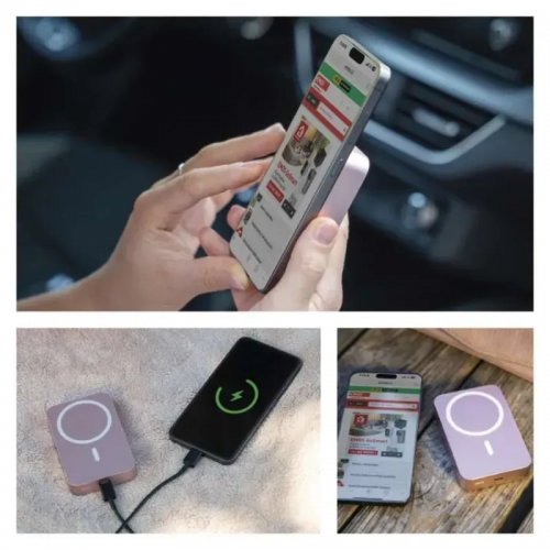 Powerbank Emos MagSafe 10000mAh 20W (B0551S) Pink купить в Украине: Киев, Днепр, Харьков, Одесса  | Низкая цена, отзывы, характеристики от TELEMART фото