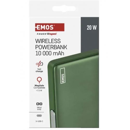 Powerbank Emos MagSafe 10000mAh 20W (B0552AG) Alpine Green купить в Украине: Киев, Днепр, Харьков, Одесса  | Низкая цена, отзывы, характеристики от TELEMART фото